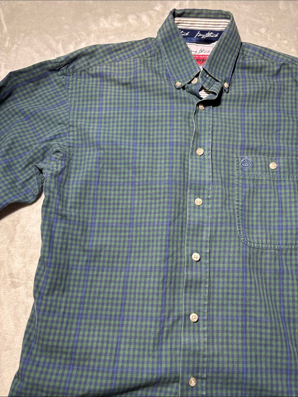 Wrangler Cowboy Cut Gorge‎ Strait Men’s M Green Blue Plaid Button Down Shirt - Picture 5 of 12
